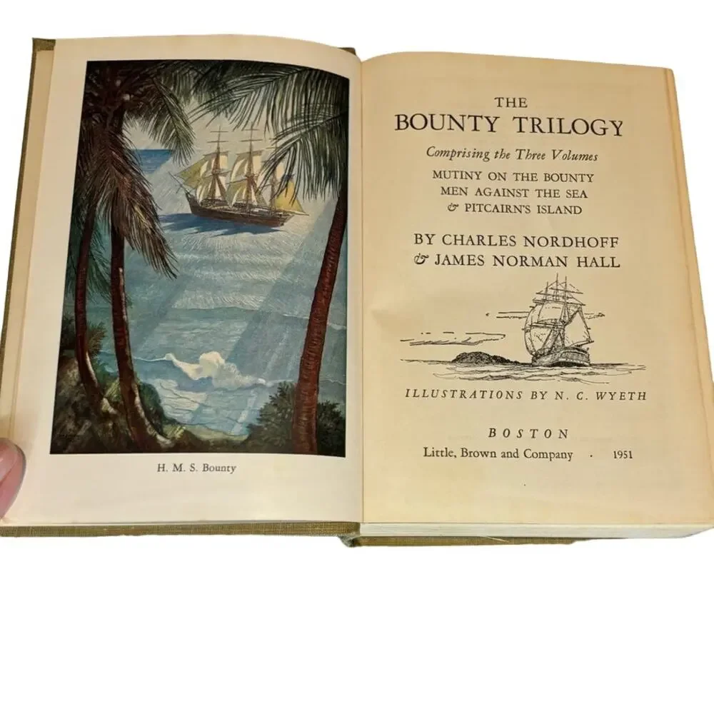 Vintage 1951 The Bounty Trilogy Book 3 Books in 1 by Nordhoff and Hall, EUC